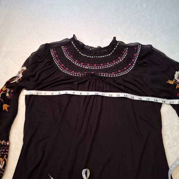 Anthropologie Floral Embroidered Blouse Sz S Relaxed Fit Beaded Boho Whimsigoth - Picture 14 of 16